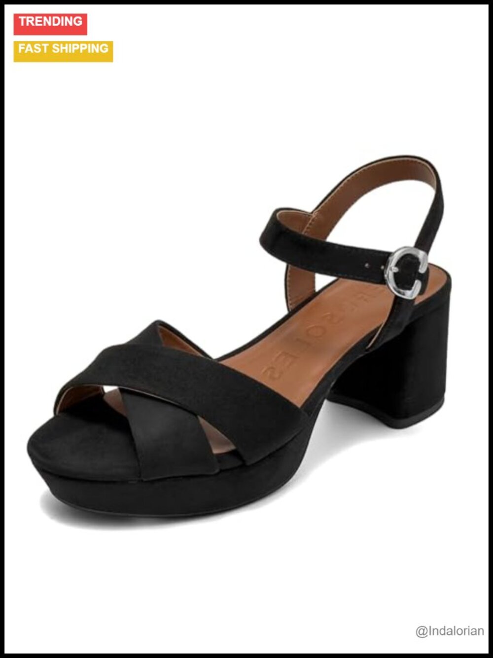 Platform Heel Ankle Strap Faux Suede Sandal for Formal Occasions